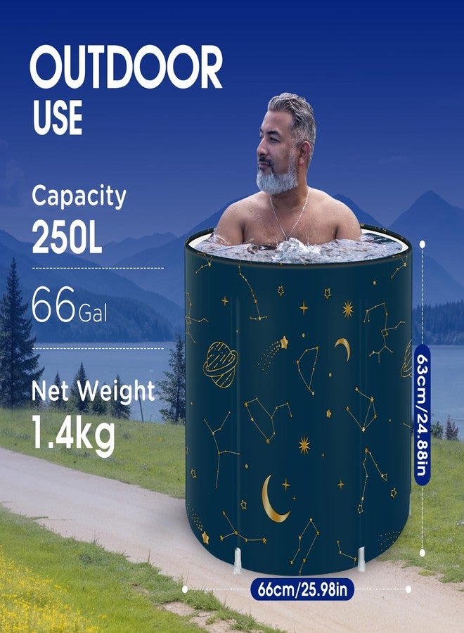 STARBRILLIANT حوض استحمام قابل للطي محمول من STARBRILLIANT، حوض استحمام قابل للطي للبالغين مناسب للسفر والتخييم والمنزل والمنتجع الصحي، موفر للمساحة، مصنوع من مادة PVC متينة (سماء مرصعة بالنجوم A، 27 بوصة) - Image 2